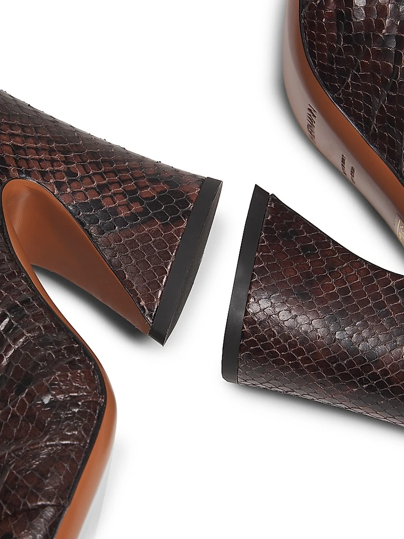 Gleam Snake-Embossed Leather 85MM Mules