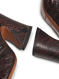 Gleam Snake-Embossed Leather 85MM Mules