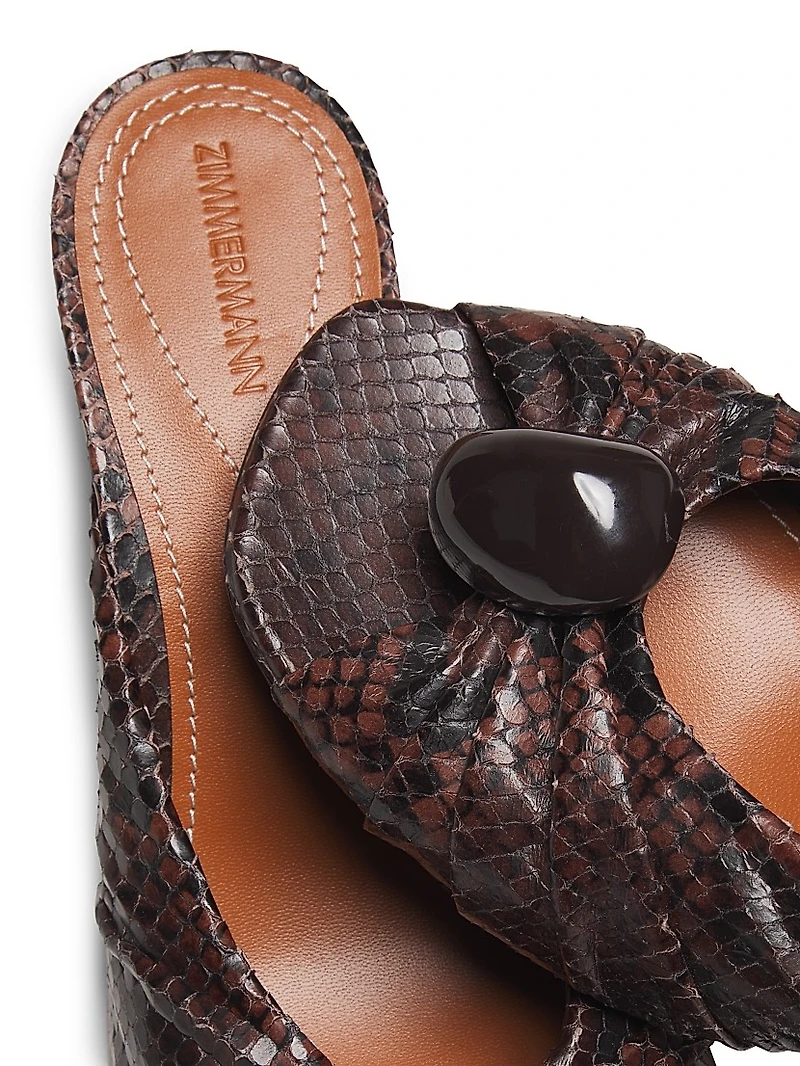 Gleam Snake-Embossed Leather 85MM Mules
