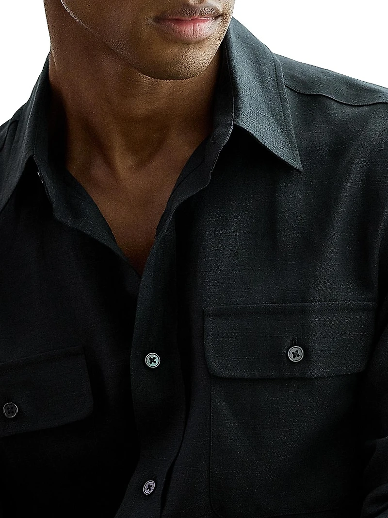 Silk-Linen Canvas Shirt