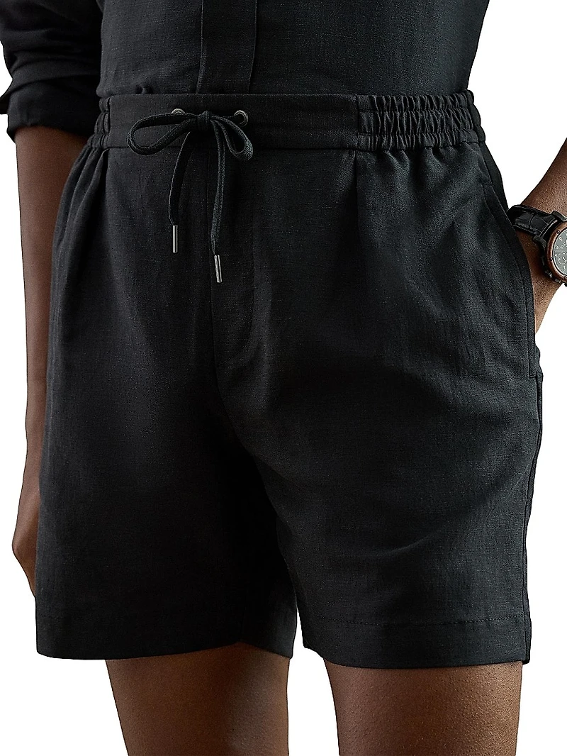 Hand-Tailored Silk-Linen Shorts
