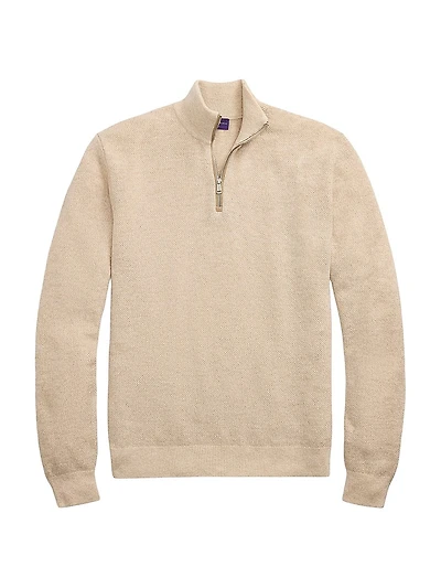 Birdseye Cashmere Quarter-Zip Sweater