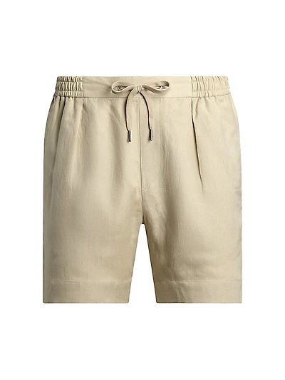 Silk-Linen Drawstring Shorts