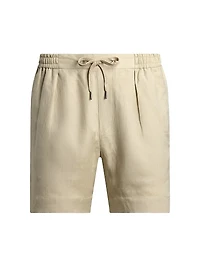 Silk-Linen Drawstring Shorts