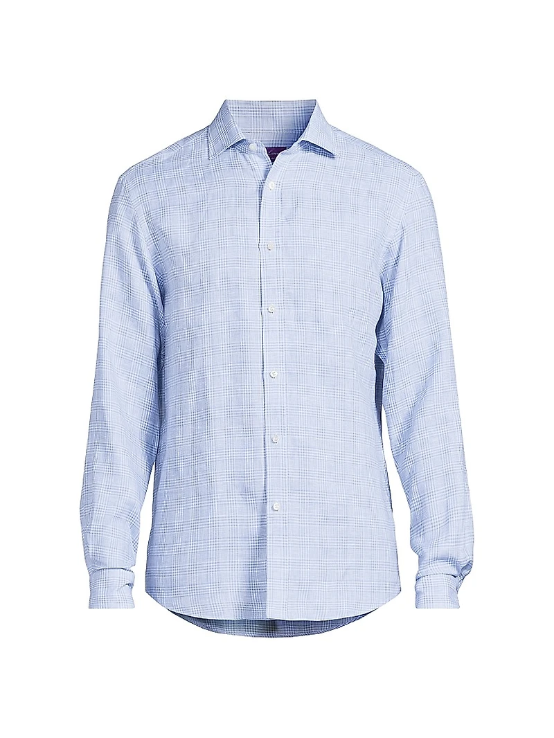 Glen Check Linen Button-Front Shirt