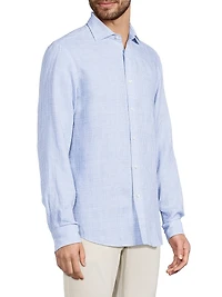 Glen Check Linen Button-Front Shirt