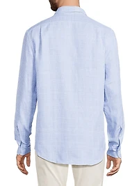 Glen Check Linen Button-Front Shirt