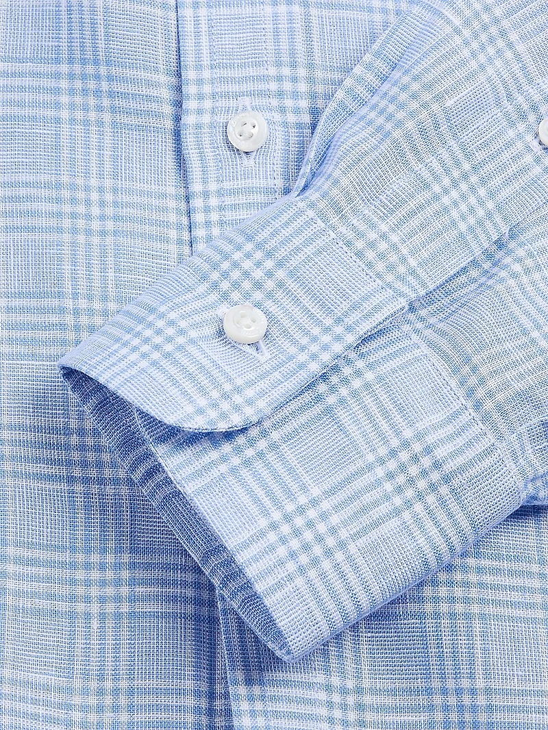 Glen Check Linen Button-Front Shirt