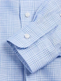 Glen Check Linen Button-Front Shirt