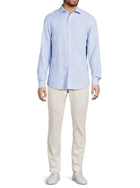 Glen Check Linen Button-Front Shirt