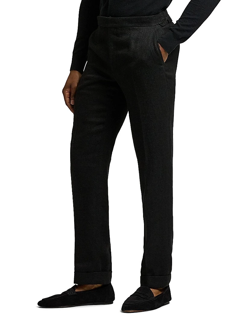 Gregory Linen-Blend Tailored Suit Pants