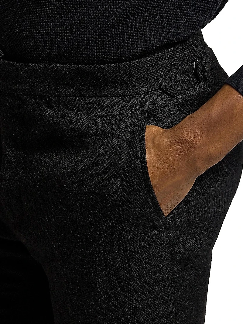 Gregory Linen-Blend Tailored Suit Pants