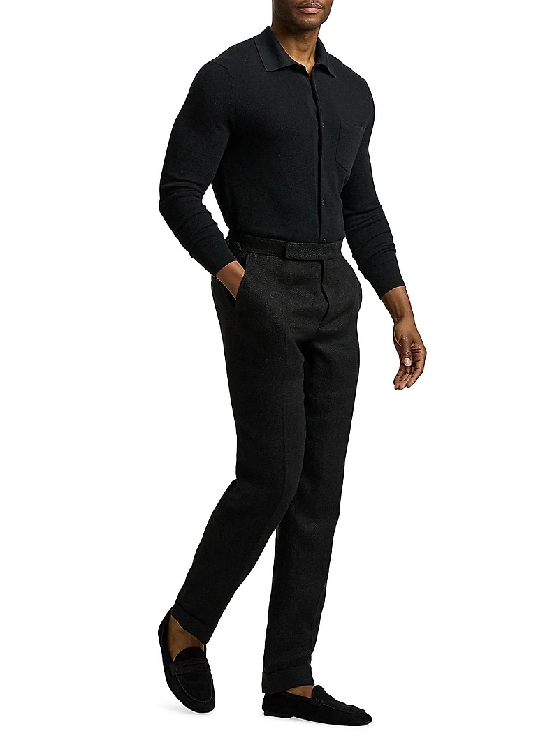 Gregory Linen-Blend Tailored Suit Pants