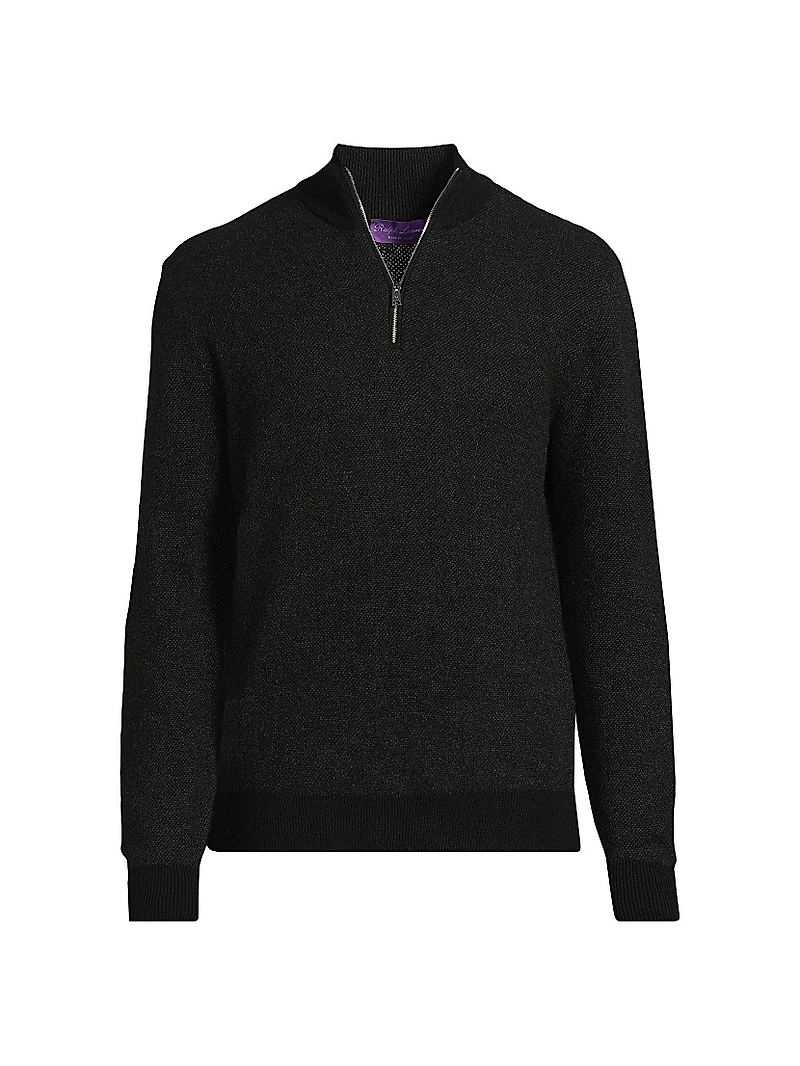 Birdseye Cashmere Quarter-Zip Sweater