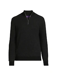 Birdseye Cashmere Quarter-Zip Sweater