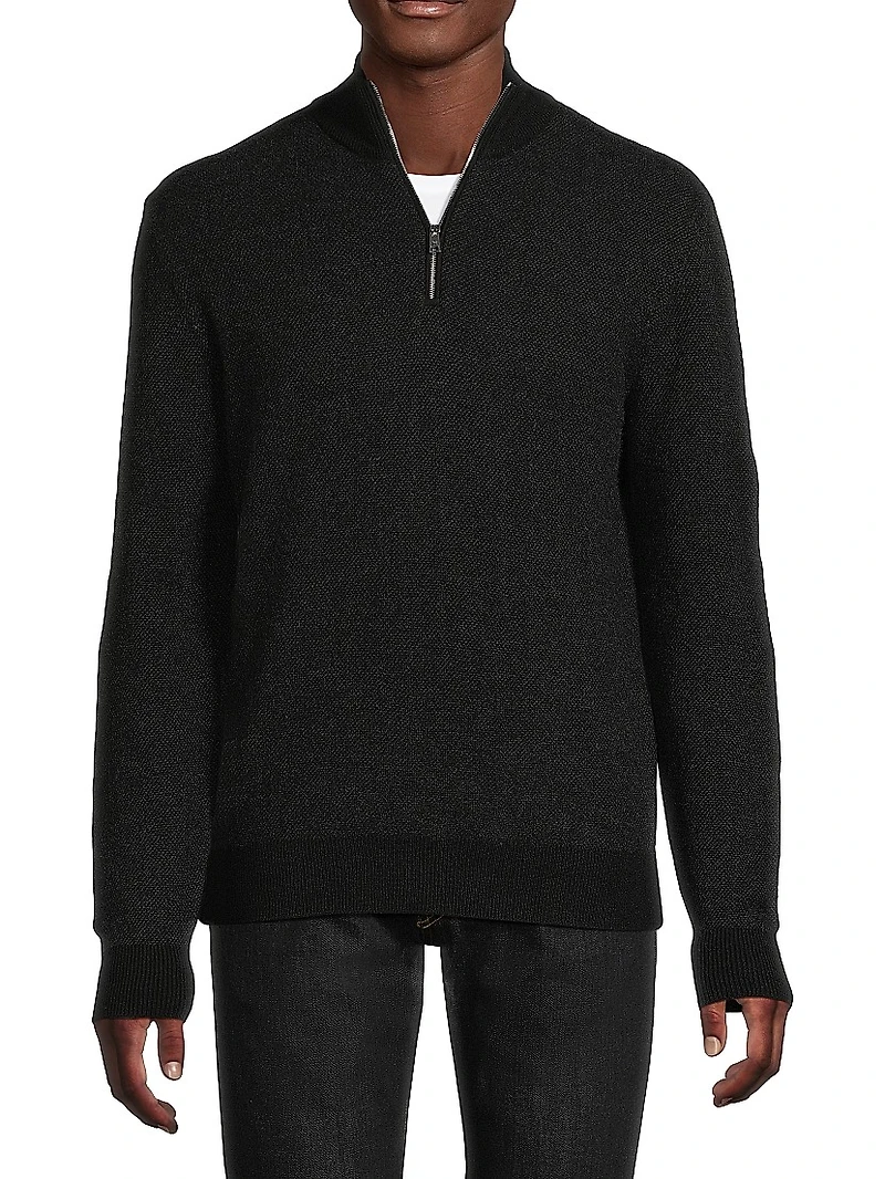 Birdseye Cashmere Quarter-Zip Sweater