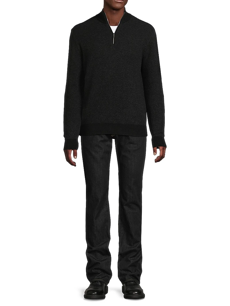 Birdseye Cashmere Quarter-Zip Sweater