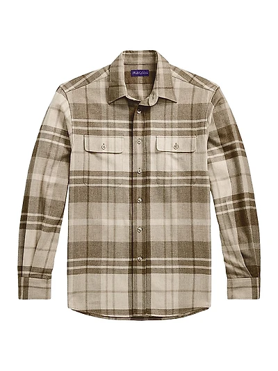 Plaid Cashmere Utility Shirt