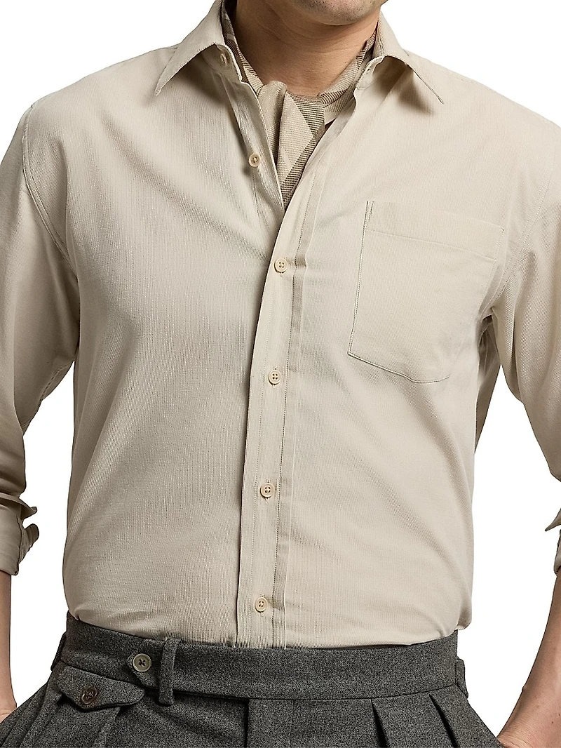 Fine-Wale Corduroy Button-Down Shirt