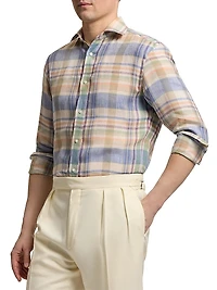 Plaid Linen Button-Down Shirt