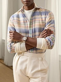 Plaid Linen Button-Down Shirt