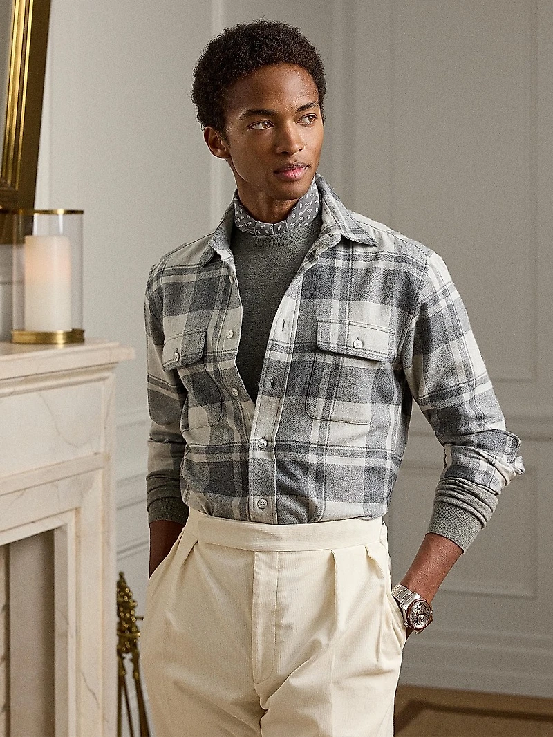 Plaid Cashmere Utility Shirt