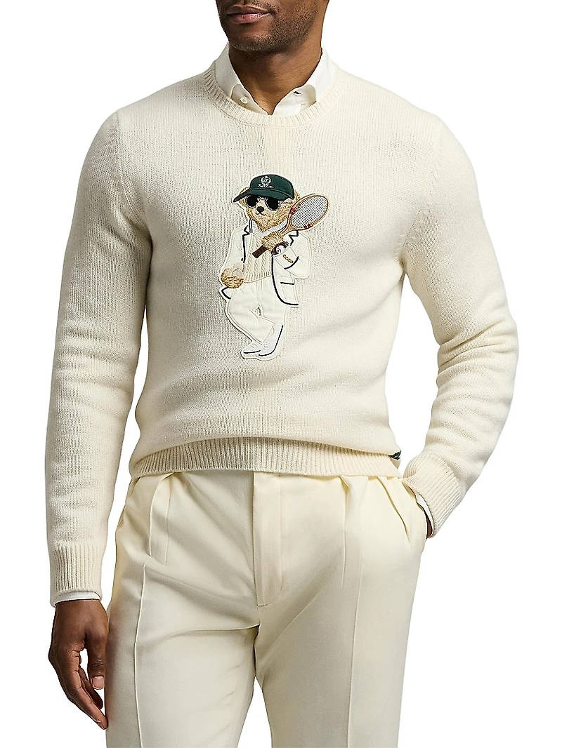 Tennis Polo Bear Cashmere Crewneck Sweater