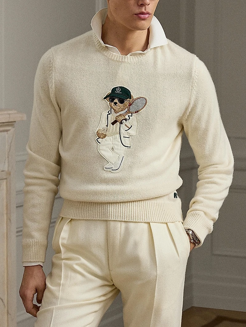 Tennis Polo Bear Cashmere Crewneck Sweater