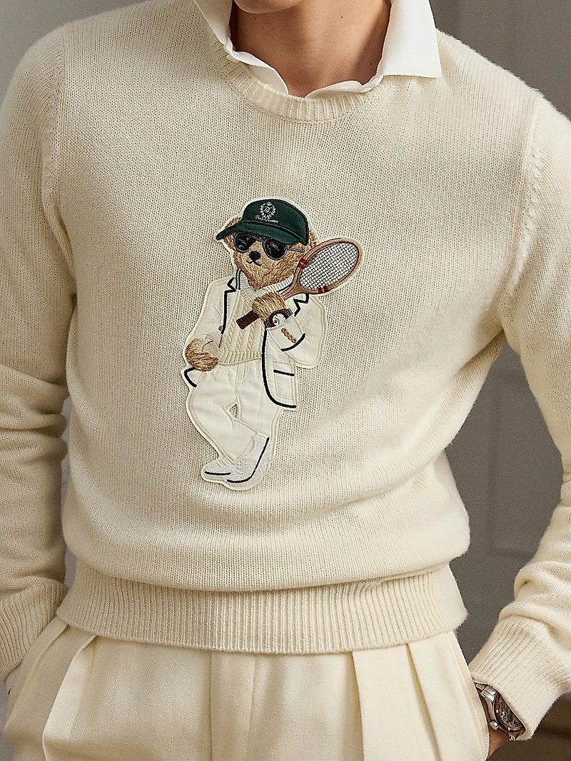 Tennis Polo Bear Cashmere Crewneck Sweater