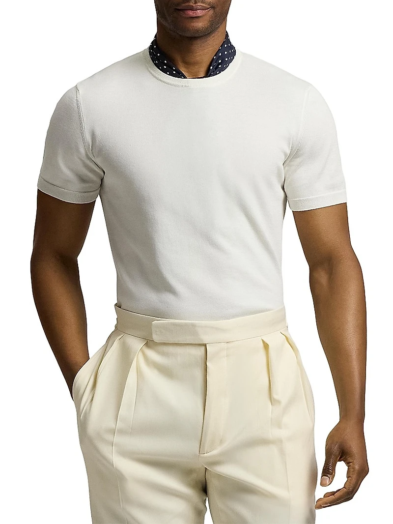 Cotton Short-Sleeve Sweater