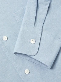 Chambray Open Collar Button-Front Shirt
