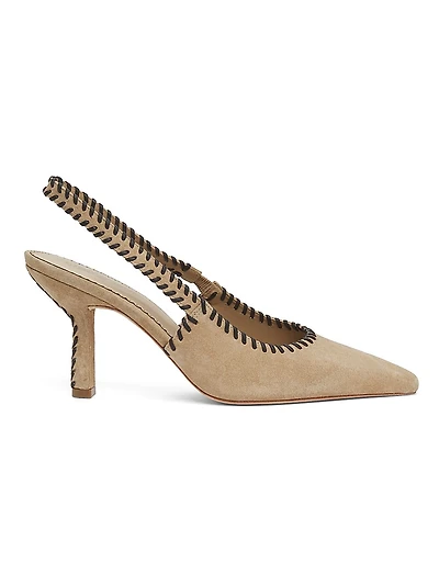 Suki 80MM Whipstitch Suede Slingback Pumps