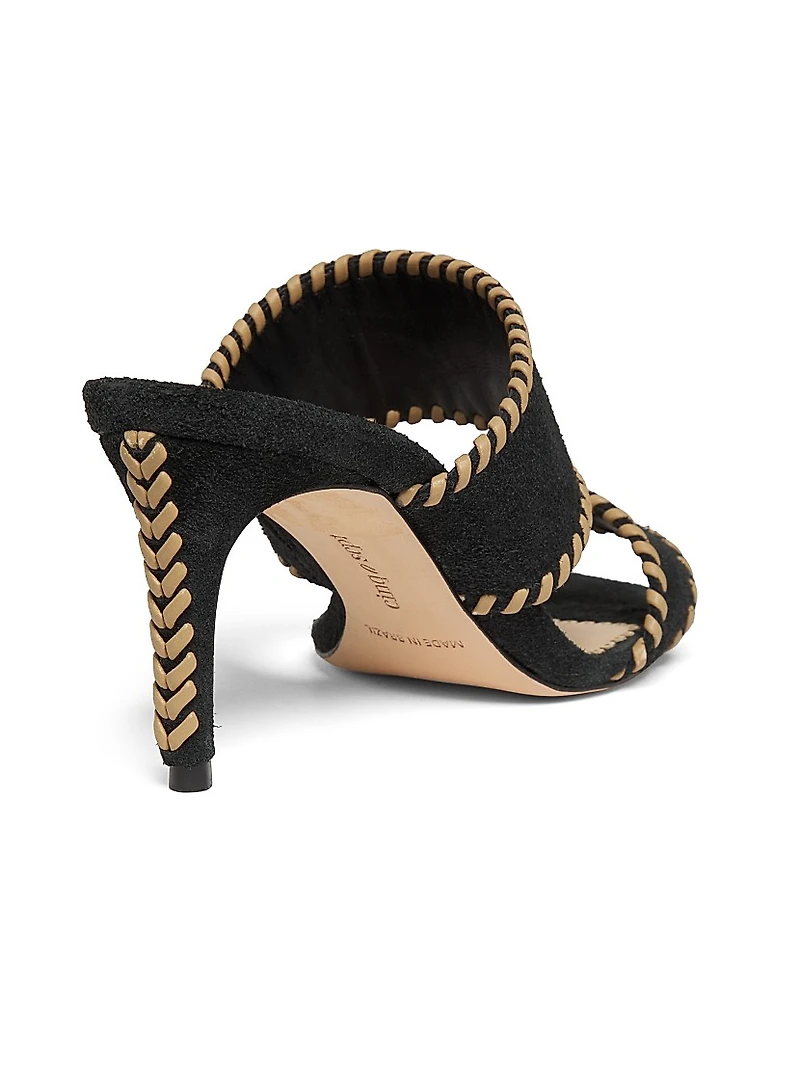 Sutton 70MM Suede Whipstitch Sandals