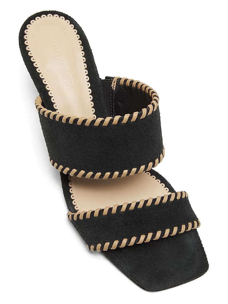 Sutton 70MM Suede Whipstitch Sandals