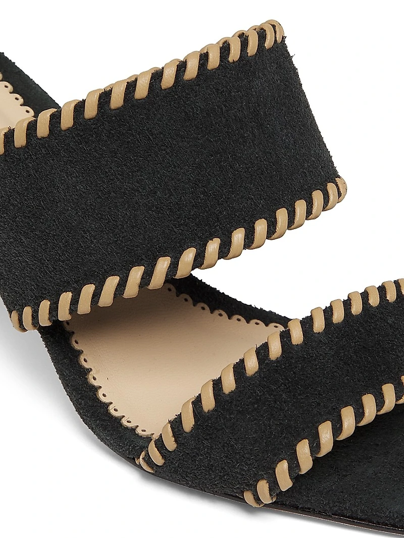 Sutton 70MM Suede Whipstitch Sandals
