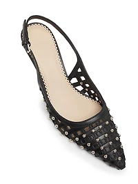 Rena 60MM Studded Cage Leather Slingback Pumps