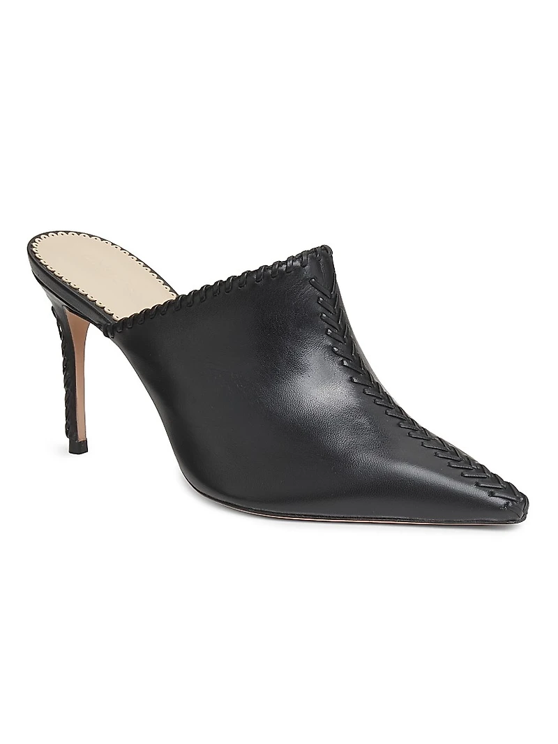 Susan 85MM Whipstitched Leather Mules