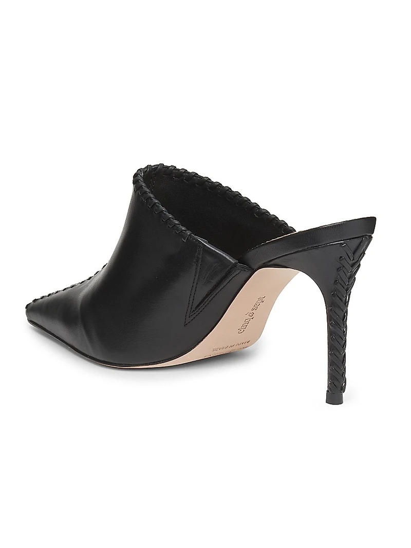 Susan 85MM Whipstitched Leather Mules