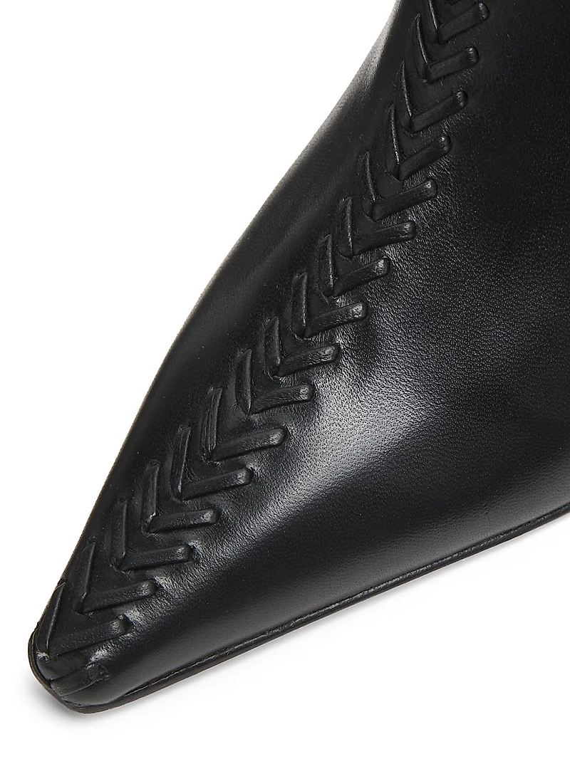 Susan 85MM Whipstitched Leather Mules