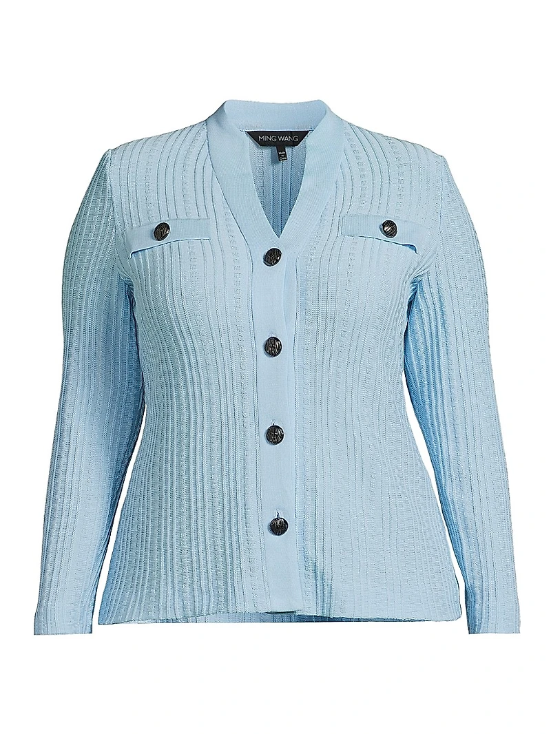 Plus Heritage Fit Rib-Knit Cardigan