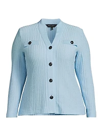 Plus Heritage Fit Rib-Knit Cardigan
