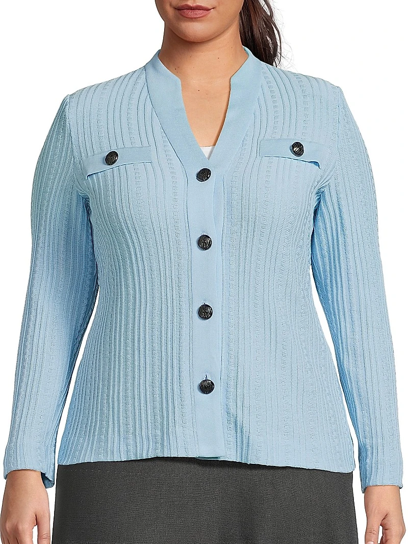 Plus Heritage Fit Rib-Knit Cardigan