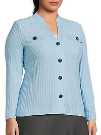 Plus Heritage Fit Rib-Knit Cardigan
