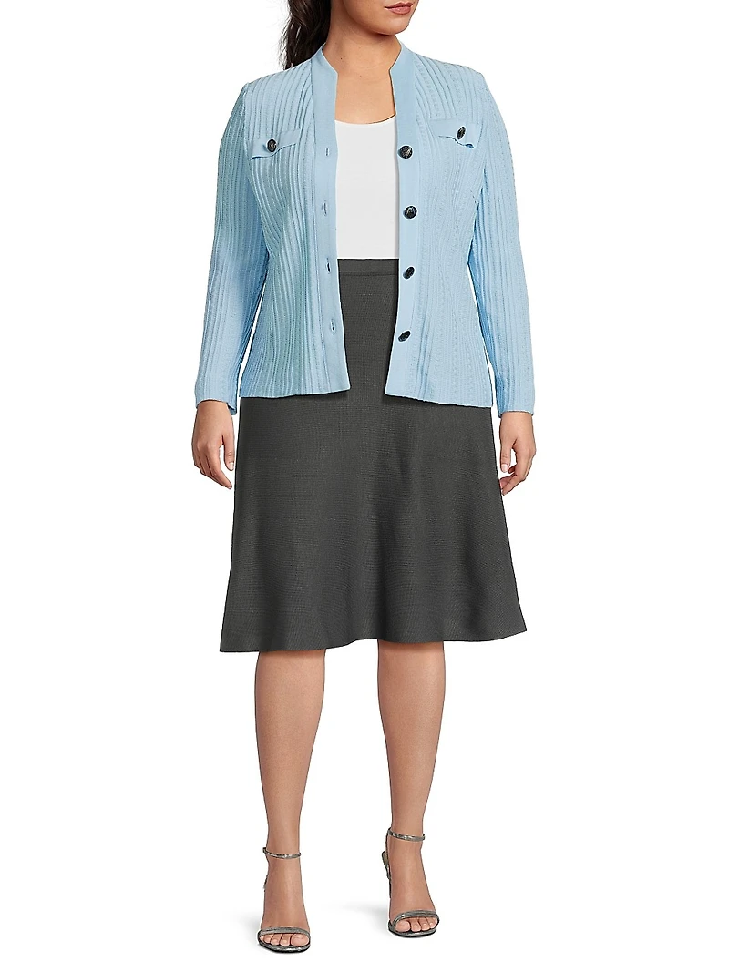 Plus Heritage Fit Rib-Knit Cardigan
