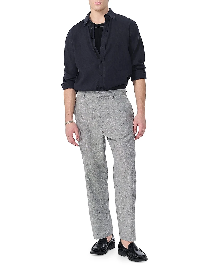 Donegal Wool-Blend Wide-Leg Pants