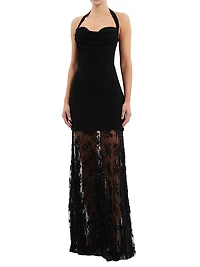 Milena Lace-Skirt Sheath Gown