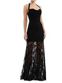 Milena Lace-Skirt Sheath Gown