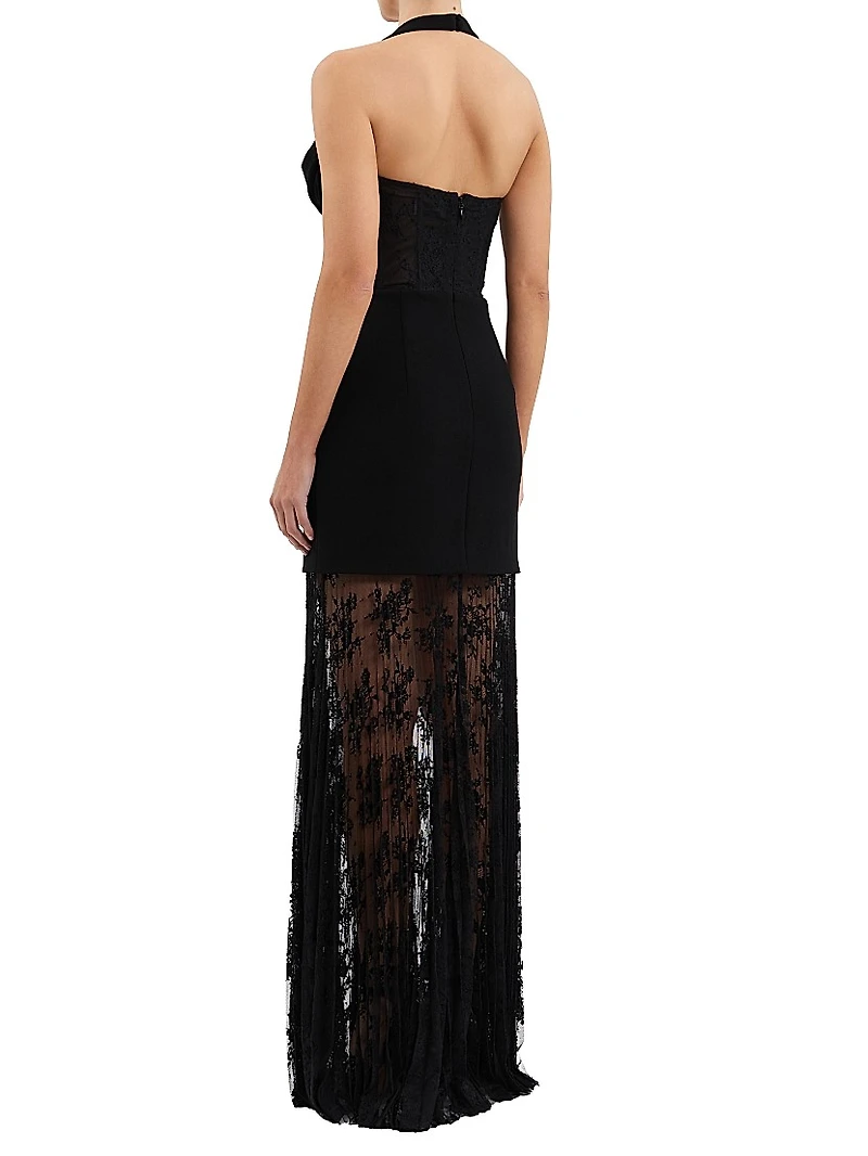 Milena Lace-Skirt Sheath Gown