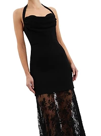Milena Lace-Skirt Sheath Gown