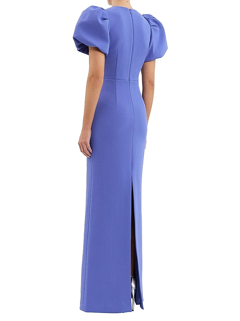 Violette Puff-Sleeve Bow Gown
